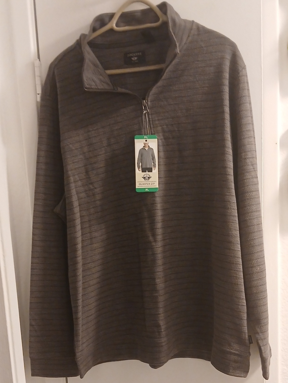 Dockers Men's Gray Quarter-Zip Sweater - Size XL Long Sleeve